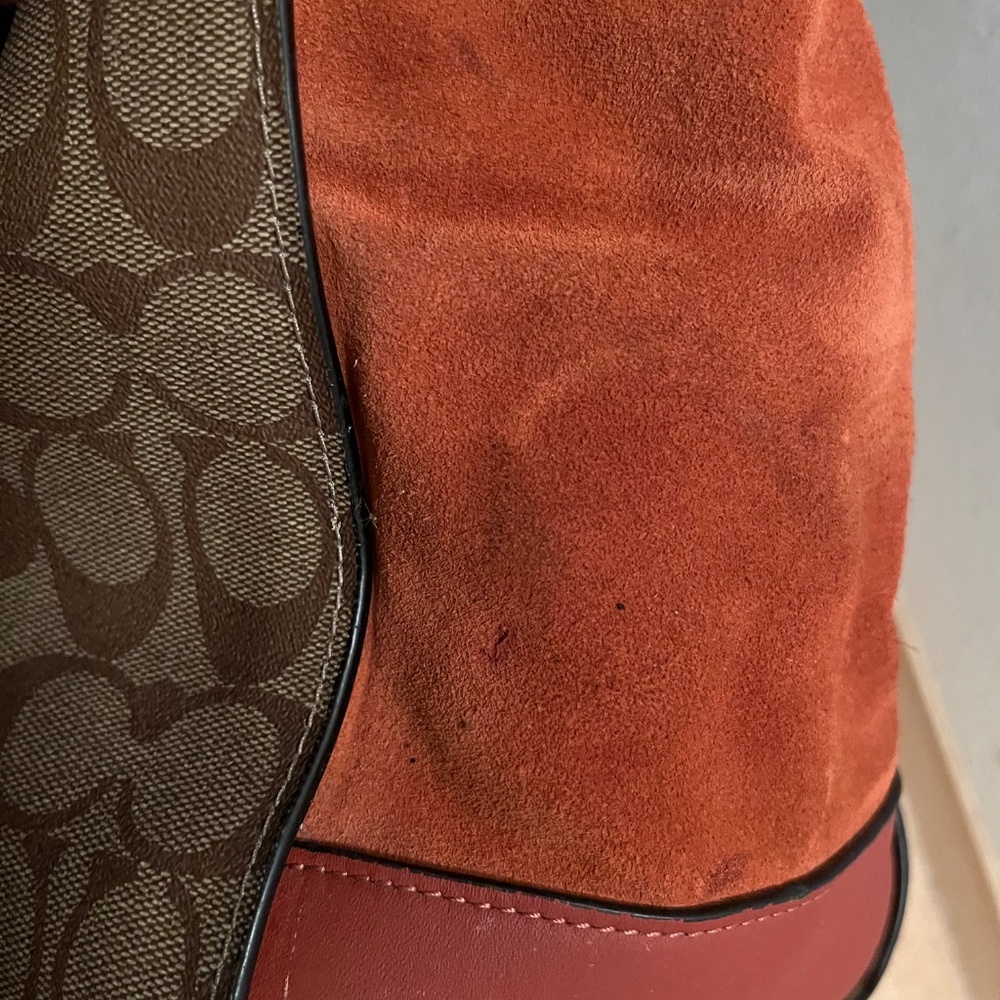 Coach Kleo Carryall jacquard logo suede purse handbag - Picture 9 of 16